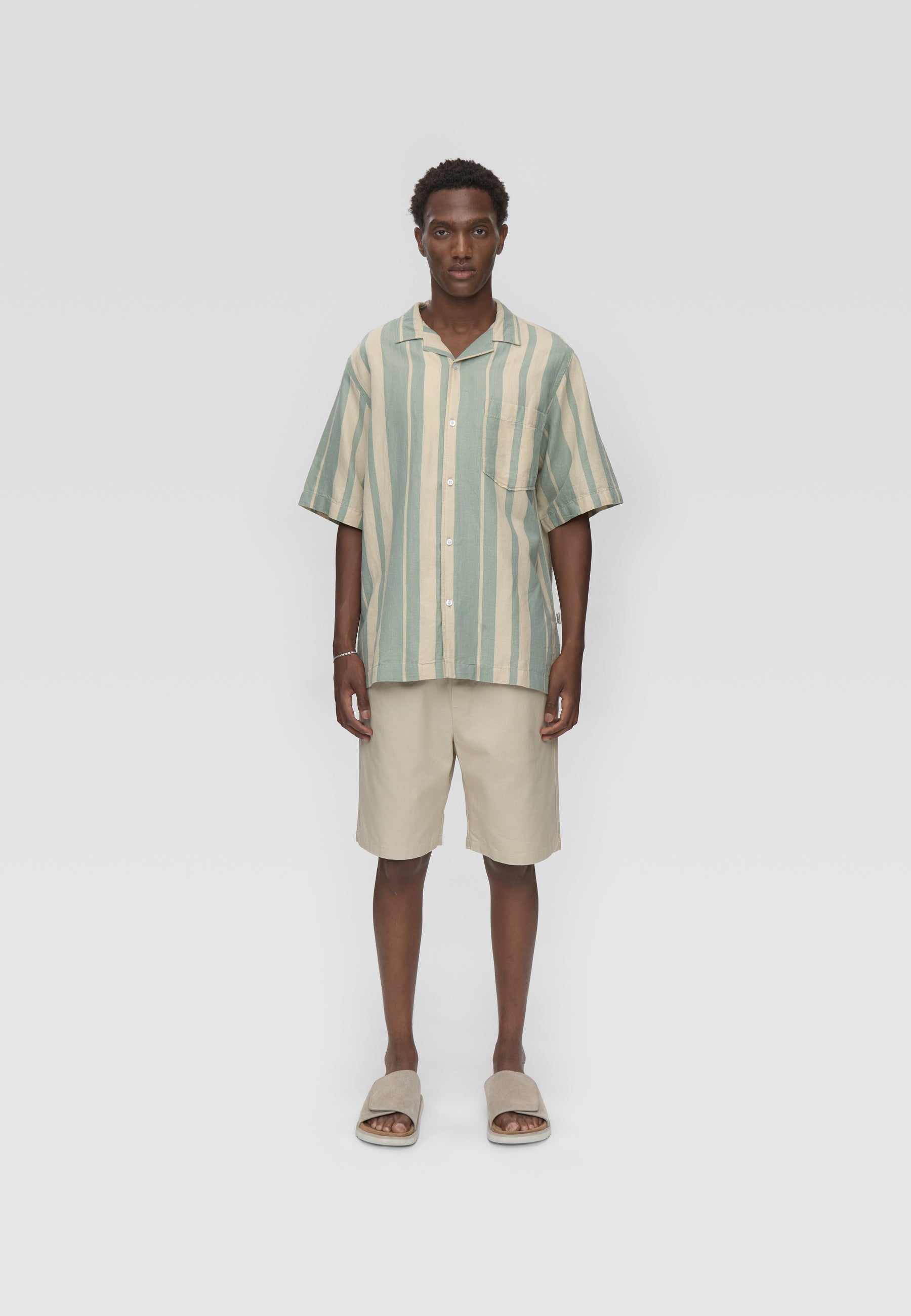 minimum male Hayden reg ss striped shirt 4577 Short Sleeved Shirt 5107 Chinois green