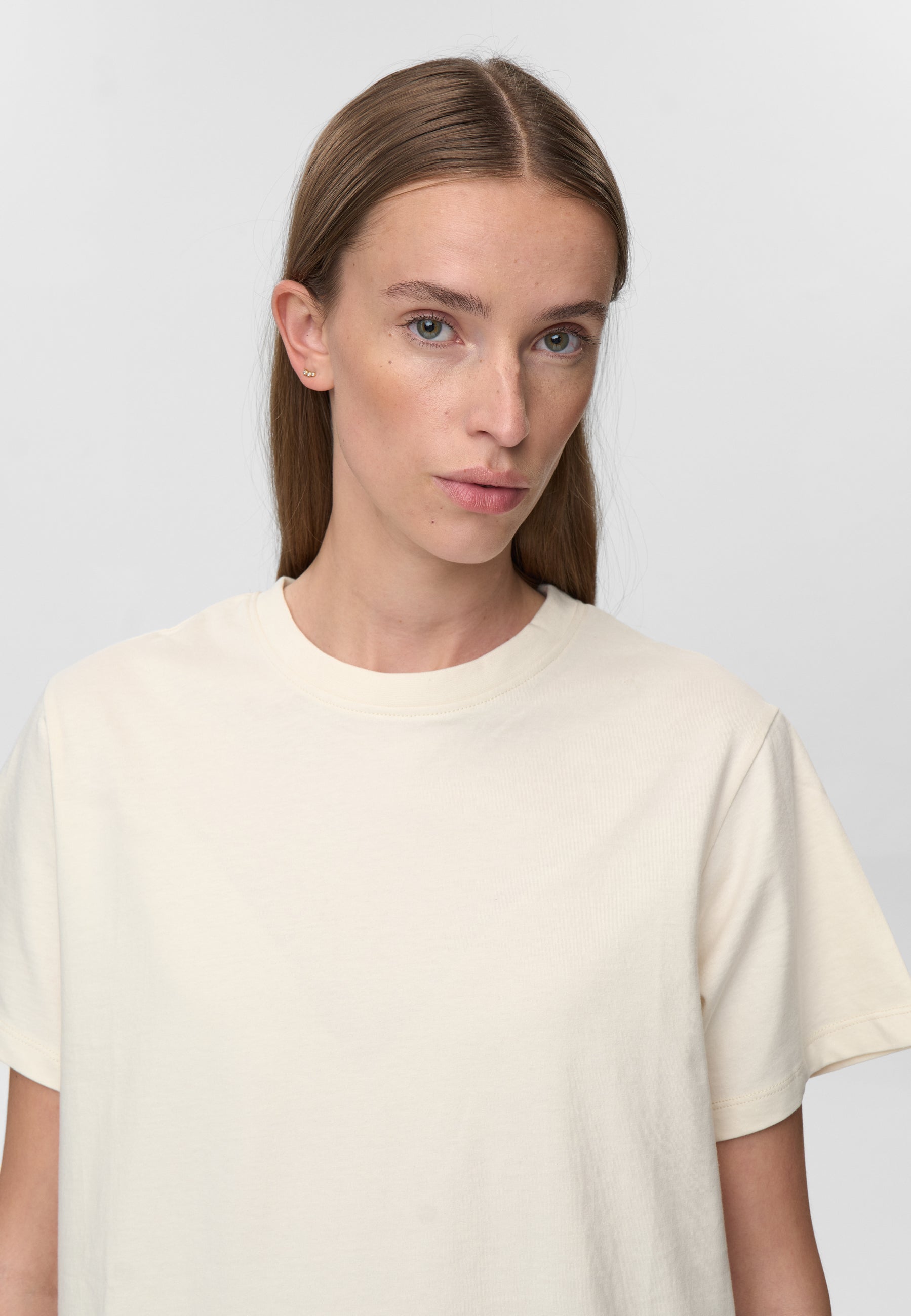minimum female Lilou ss t-shirt G029 GOTS Short Sleeved T-shirt 0608 Coco Milk